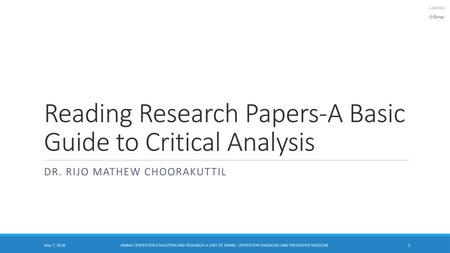 Reading Research Papers-A Basic Guide to Critical Analysis