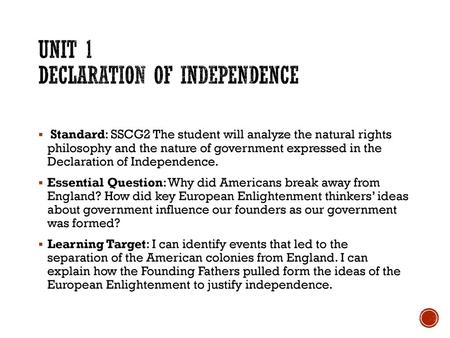 Unit 1 Declaration of independence