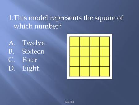 This model represents the square of which number?