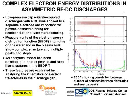 COMPLEX ELECTRON ENERGY DISTRIBUTIONS IN ASYMMETRIC RF-DC DISCHARGES