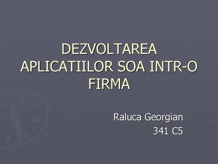 DEZVOLTAREA APLICATIILOR SOA INTR-O FIRMA