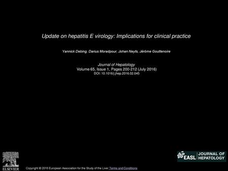 Update on hepatitis E virology: Implications for clinical practice