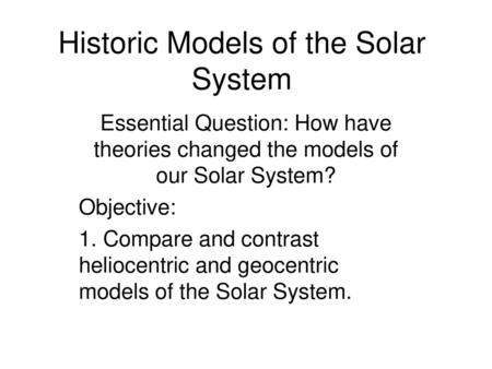 Historic Models of the Solar System