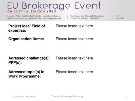 Thematic Brokerage Workshops