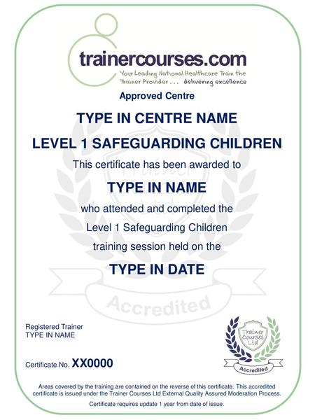 LEVEL 1 SAFEGUARDING CHILDREN