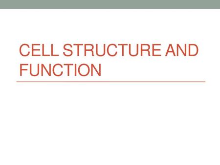 Cell Structure and Function