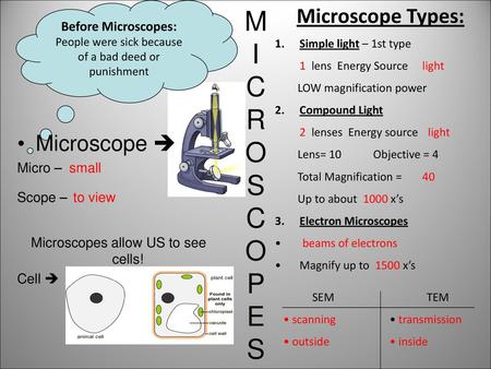 Microscopes allow US to see cells!