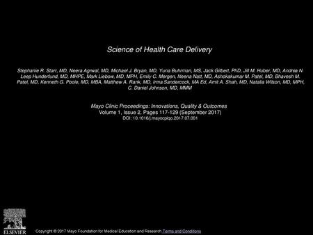 Science of Health Care Delivery