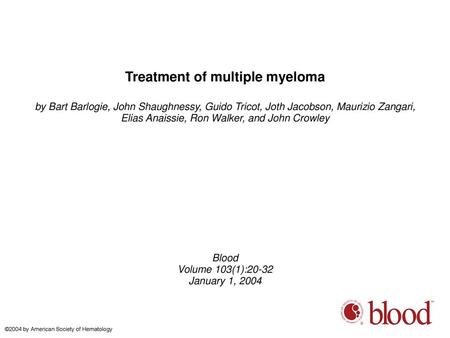 Treatment of multiple myeloma