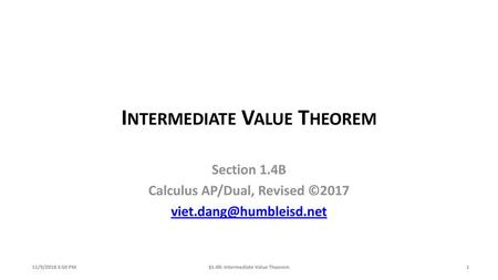 Intermediate Value Theorem