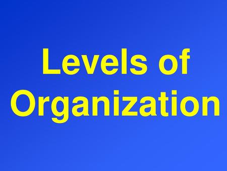 Levels of Organization