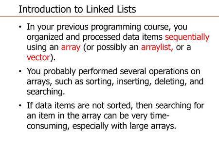 Introduction to Linked Lists