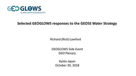 Selected GEOGLOWS responses to the GEOSS Water Strategy