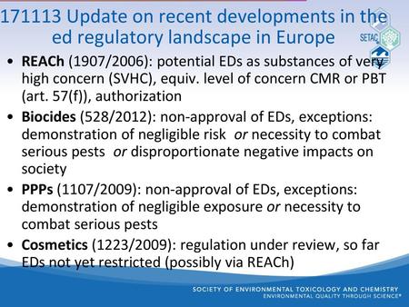 Update on recent developments in the  ed regulatory landscape in Europe