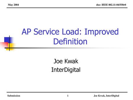 AP Service Load: Improved Definition