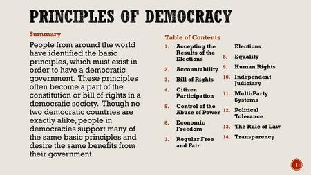 PRINCIPLES OF DEMOCRACY