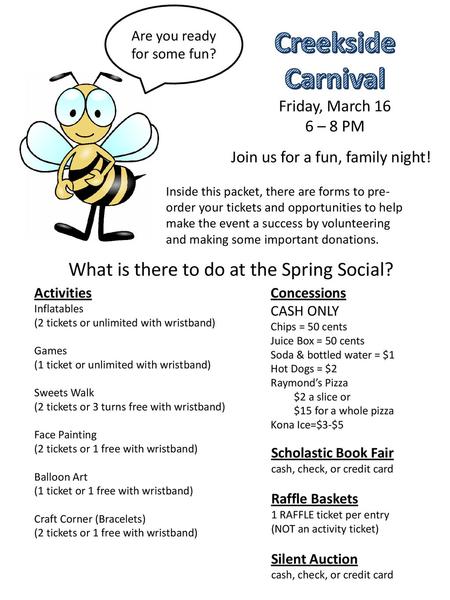 Carnival Friday, March 16 6 – 8 PM