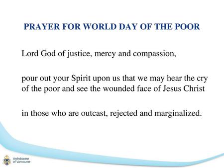 PRAYER FOR WORLD DAY OF THE POOR