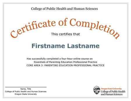 Certificate of Completion