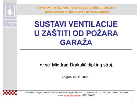 SUSTAVI VENTILACIJE U ZAŠTITI OD POŽARA GARAŽA