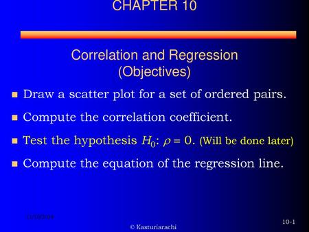 CHAPTER 10 Correlation and Regression (Objectives)