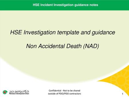 HSE Investigation template and guidance Non Accidental Death (NAD)