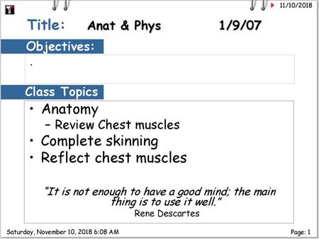 Title: Anat & Phys 1/9/07 Anatomy Complete skinning