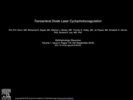 Transscleral Diode Laser Cyclophotocoagulation