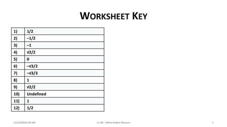 11–8A – Define Radian Measure