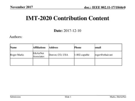 IMT-2020 Contribution Content