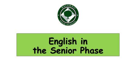 English in the Senior Phase