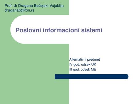 Poslovni informacioni sistemi