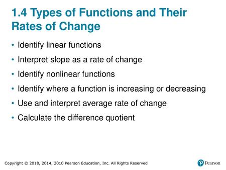 1.4 Types of Functions and Their Rates of Change