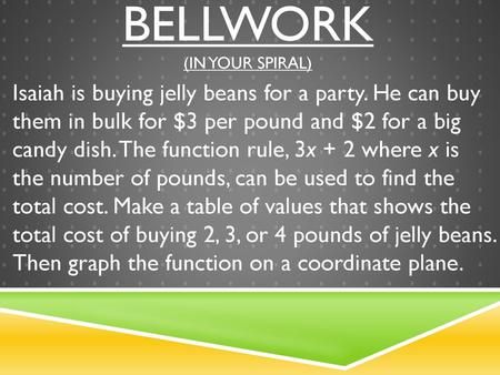 Bellwork (in your spiral)