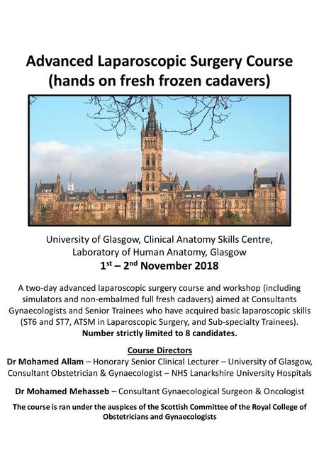 Advanced Laparoscopic Surgery Course (hands on fresh frozen cadavers)