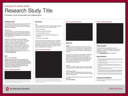 Research Study Title Presenter name, Associates and Collaborators