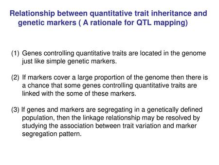 Relationship between quantitative trait inheritance and