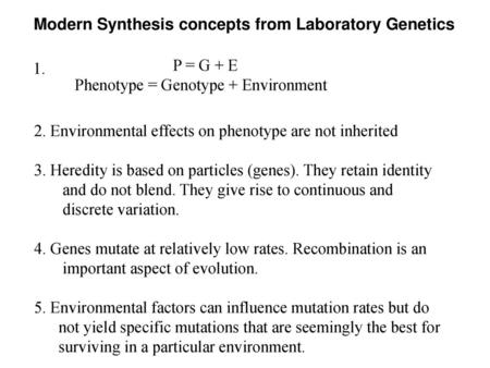 Modern Synthesis concepts from Laboratory Genetics