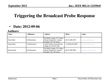 Triggering the Broadcast Probe Response