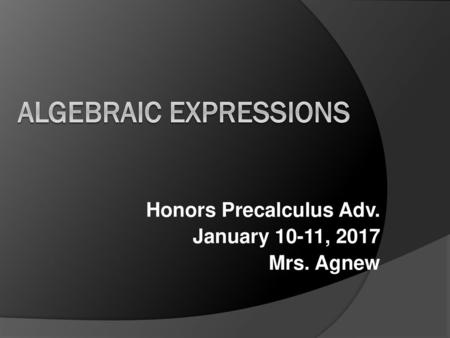 Algebraic Expressions