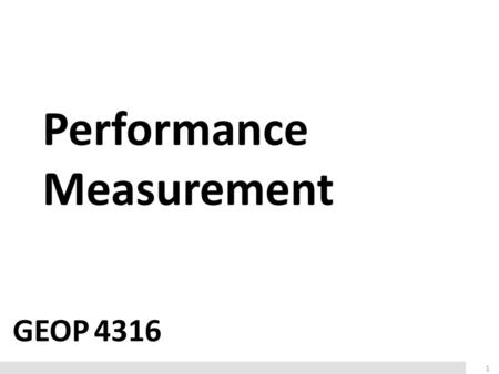 Performance Measurement