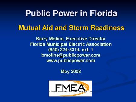 Public Power in Florida Mutual Aid and Storm Readiness