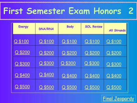 First Semester Exam Honors 2