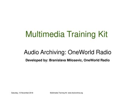 Multimedia Training Kit