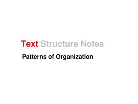 Patterns of Organization