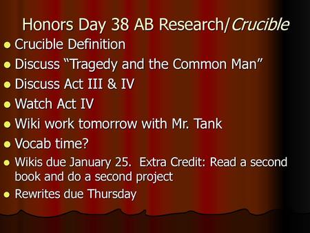 Honors Day 38 AB Research/Crucible