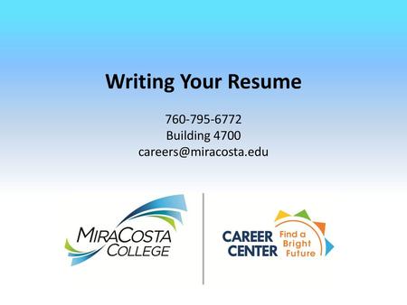 Writing Your Resume Building 4700