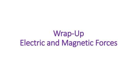 Wrap-Up Electric and Magnetic Forces