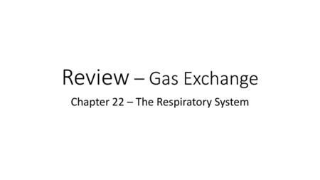 Chapter 22 – The Respiratory System