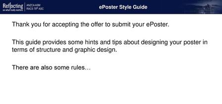 Thank you for accepting the offer to submit your ePoster.